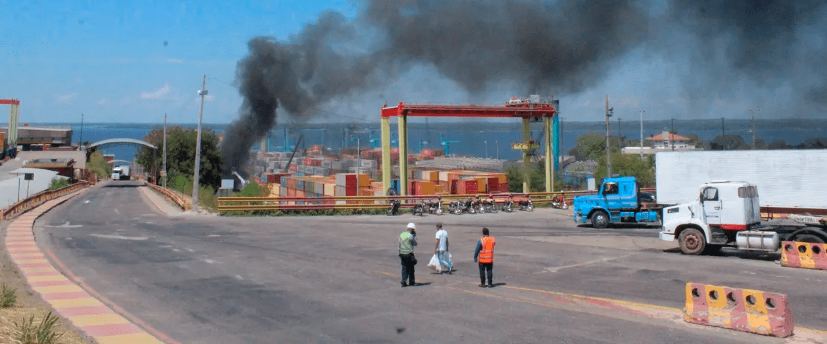 Fire in the port of Manaus